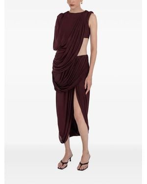 Maygel Coronel Leon Draped Side-Slit Midi Skirt - Purple