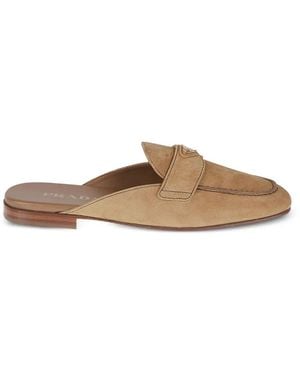 Prada Triangle-logo mules - Braun