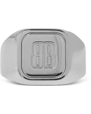 Balenciaga Bague Nano Signet À Logo - Grey