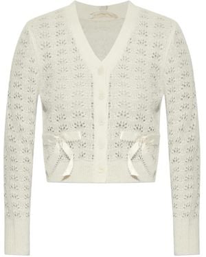LoveShackFancy Lilly Bow-Appliqué Cardigan - White