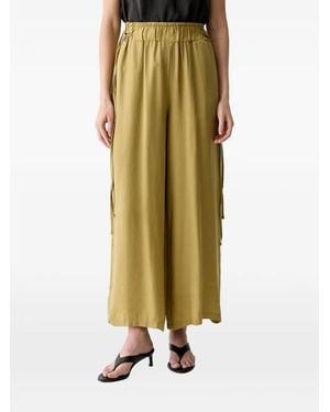 ViCOLO Elasticated-Waistband Wide-Leg Palazzo Pants - Metallic