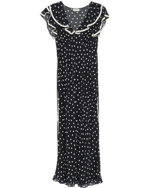RIXO London Beyhea Polka-Dot Ruffled Maxi Dress - Black