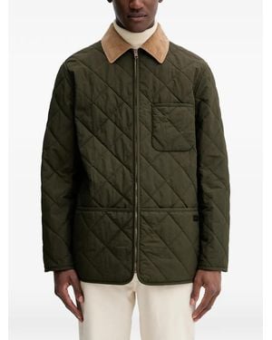 Bally Corduroy-collar Quilted Jacket - Green