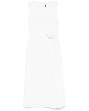 Nissa Pleat-Detailed Midi Dress - White