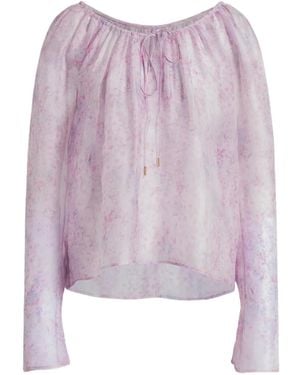Alberta Ferretti Blouse Manches Longues À Fleurs - Purple