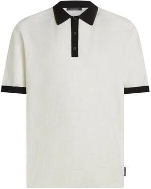 KARL LAGERFELD Monogram Checked Polo Shirt - White