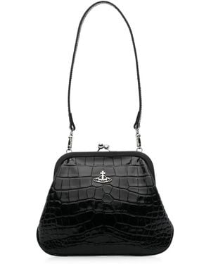Vivienne Westwood Clutch Met Krokodillen-Reliëf - Zwart