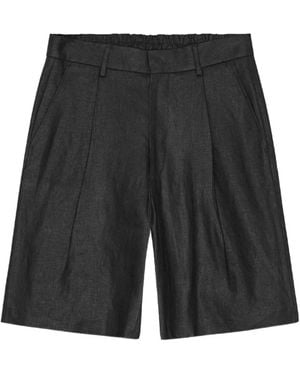 NN07 Leinenshorts mit Abnähern - Grau