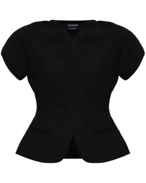 Jacquemus Ovalo Short-Sleeved Blazer - Black