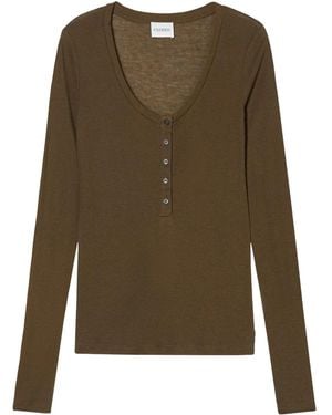 Closed Henley Long-Sleeve Top - Green