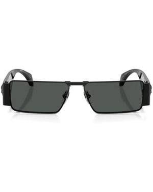 Versace Medusa-Plaque Rectangle-Frame Sunglasses - Black