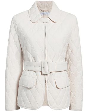Another Tomorrow Diamond-Quilted Belted Puffer Jacket - White