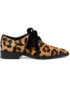 Lanvin Leopard-Print Eyelet Derby Shoes - White