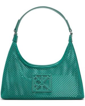 Calvin Klein Mesh Logo-Patch Shoulder Bag - Green