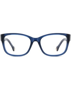 Carolina Herrera Square-Frame Logo-Detail Glasses - Blue