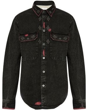 Isabel Marant Stud-Embellished Denim Overshirt - Black