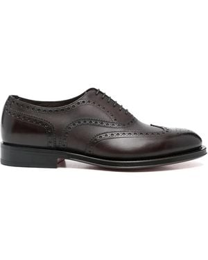 Santoni Leather Oxford Shoes - Brown