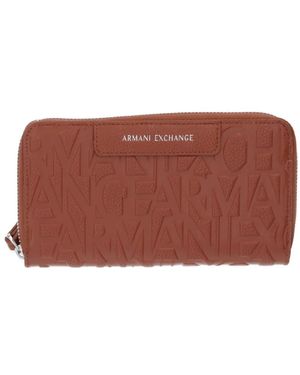 ARMANI EXCHANGE Logo-Embossed Zipped Wallet - Brown