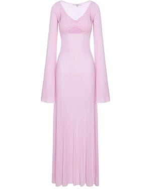 MANURI V-neck long-sleeve maxi dress - Pink