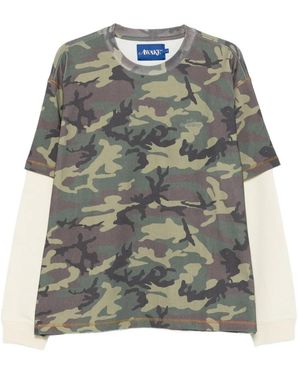 AWAKE NY Camouflage-Print Double-Sleeve T-Shirt - Grey