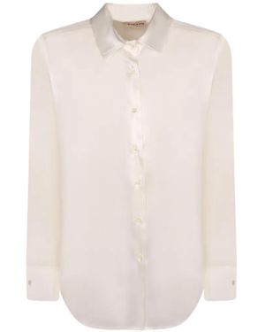Blanca Vita Satin-Finish Button-Up Shirt - White