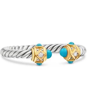 David Yurman Zilveren Renaissance Ring Met Turkoois En Diamant - Wit
