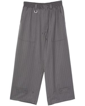 Y-3 Pinstripe-Pattern Trousers - Grey