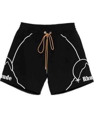 Rhude Logo Drawstring Shorts - Black