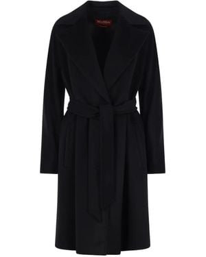 Max Mara Belted Notch-Lapel Coat - Black