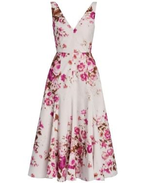 Erdem V-Neck Floral-Pattern Midi Dress - Pink