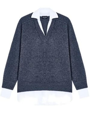 Giorgio Armani Layered V-Neck Jumper - Blue