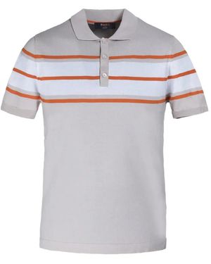 Moorer Gestreept Poloshirt - Grijs