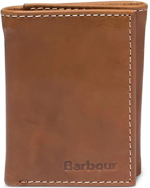 Barbour Bywell Stitched-Leather Bi-Fold Wallet - Brown