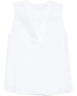 Xacus Selma Sleeveless V-Neck Blouse - White