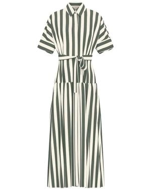 Marella Striped Belted Shirt Dress - White