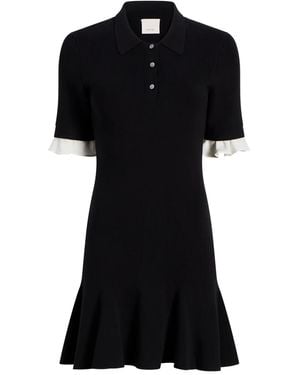Cinq À Sept Keaton Ribbed-Knit Ruffled Midi Dress - Black