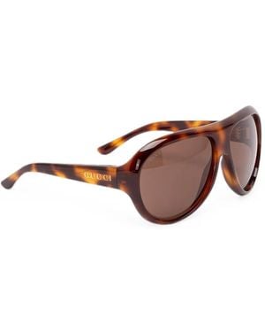 Gucci Tortoiseshell-Effect Pilot-Frame Sunglasses - Brown