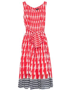Samantha Sung Aster Geometric-Print Midi Dress - Red