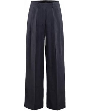 Moorer Rumy Pleated Wide Trousers - Blue