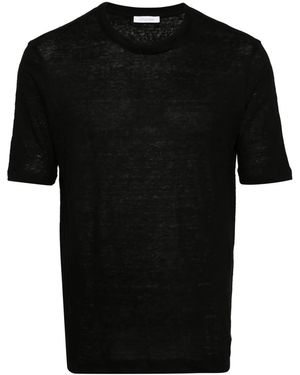 Cruciani Crew-Neck Linen T-Shirt - Black