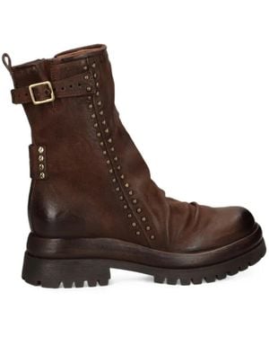 A.s.98 Stud-Embellished Buckled Boots - Brown
