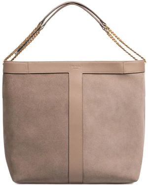 Twinset Suede-Panelled Shoulder Bag - Brown