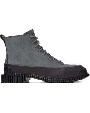 Camper Pix Lace-Up Combat Boots - Black
