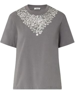 Liu Jo T-Shirt With Jewel Embroidery - Grey