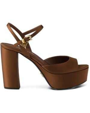 Prada Satin Platform Sandals - Brown