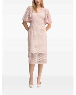 Joseph Ribkoff Floral-Lace Butterfly-Sleeve Dress - Pink