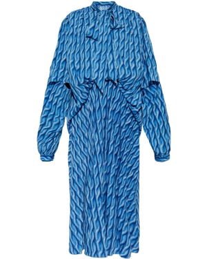 Balenciaga Printed Dress - Blue
