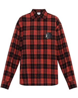 Vetements Tartan-Pattern Appliqué-Detail Shirt - Red