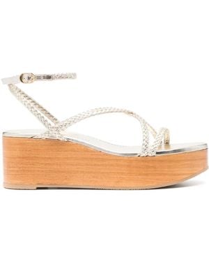 Stuart Weitzman 75Mm Wovette Wedge Sandals - Metallic