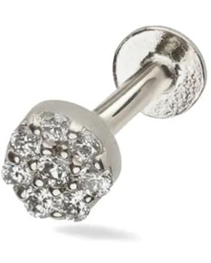 Lark & Berry Pendiente Halo Full En Oro Blanco De 14 Ct Con Diamantes
